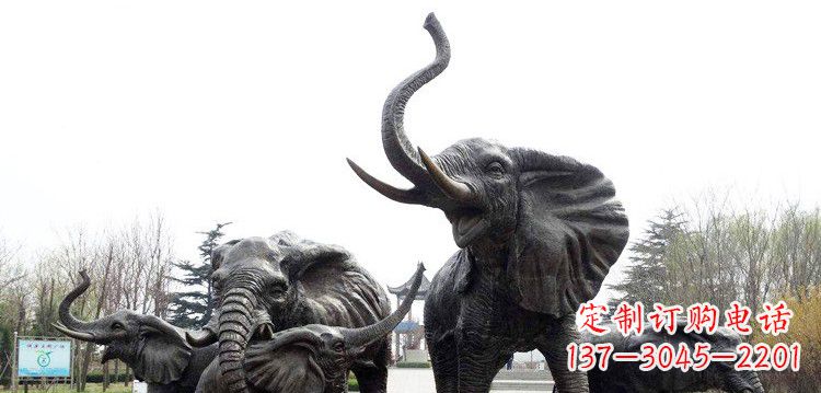 长春浓情大象群铜雕景观