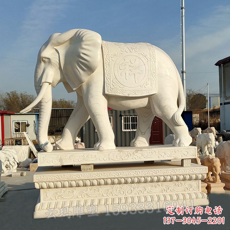 长春精致大象石雕雕塑