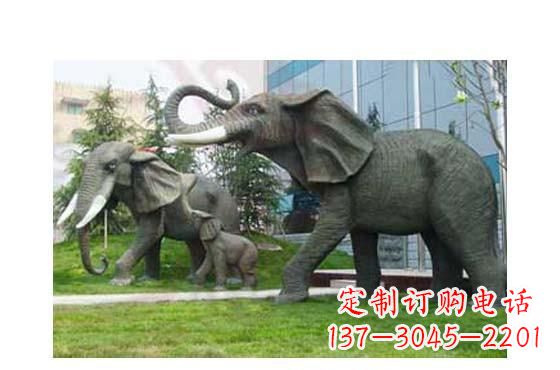 长春精美铜雕大象一家三口