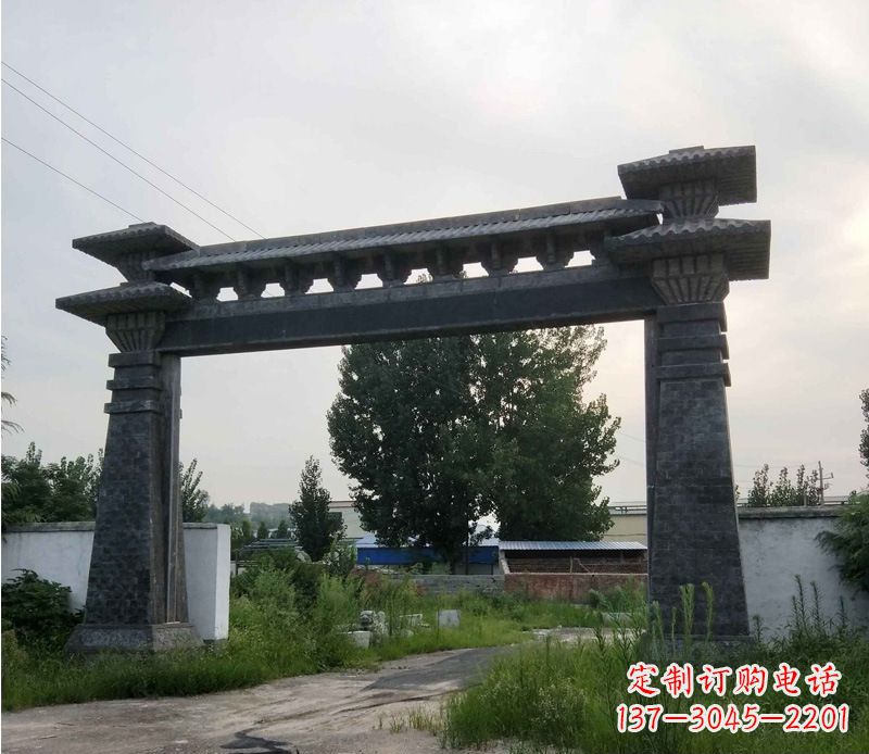 长春大型单门仿古牌坊石雕