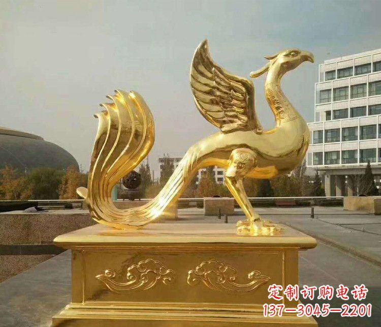 长春中领雕塑传承凤凰之美的大型铜雕塑