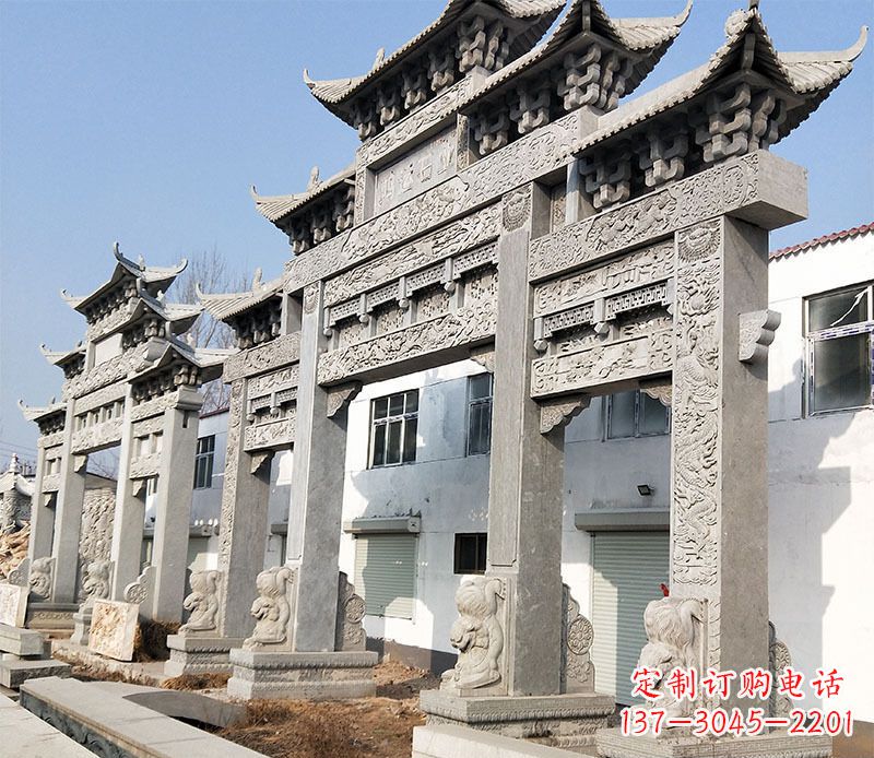 长春五门仿古牌坊石雕
