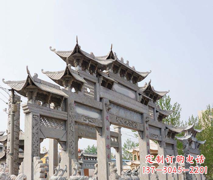 长春特大型五门石雕牌楼