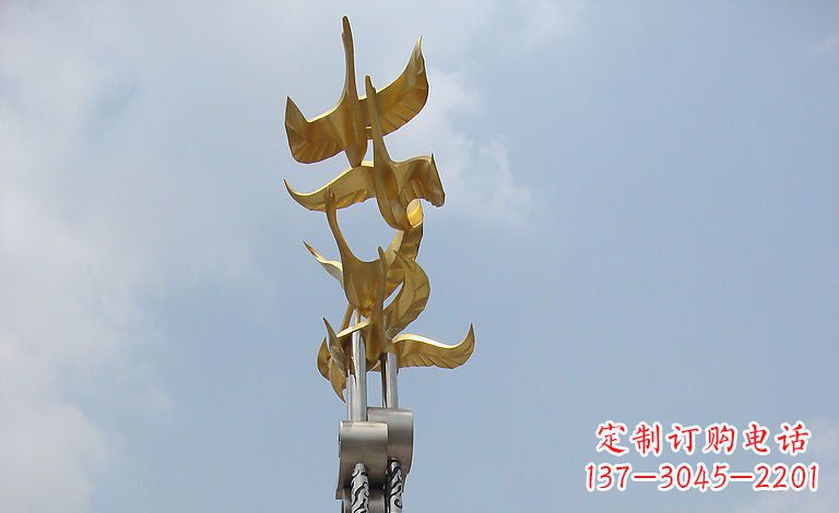长春大雁不锈钢雕塑—梦想之羽