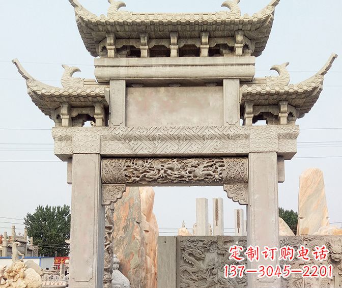 长春特色大理石牌坊石雕