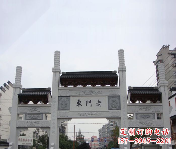 长春精美三门石牌坊雕塑