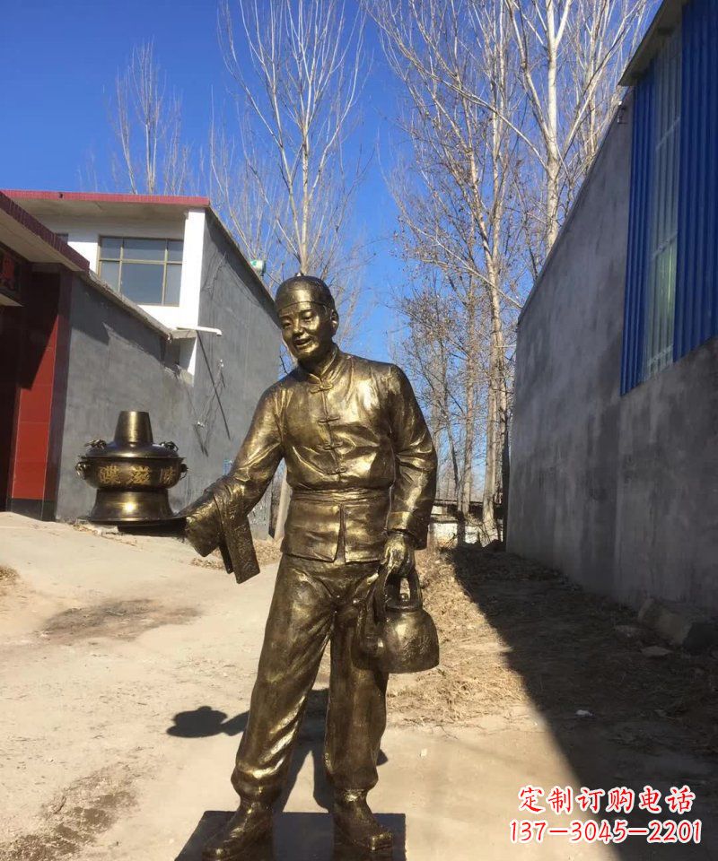 长春店小二铜雕火锅人物定制