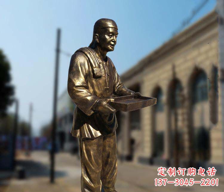 长春古典神秘的店小二人物铜雕