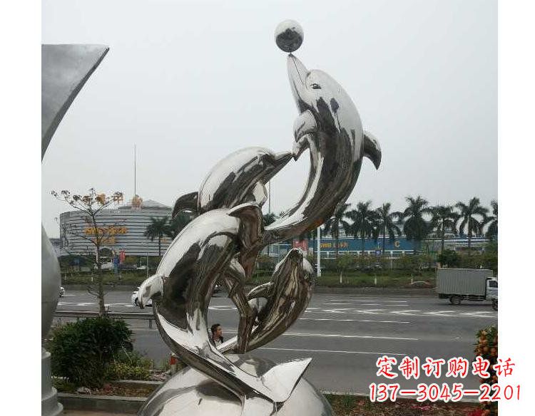 长春海豚精美不锈钢雕塑