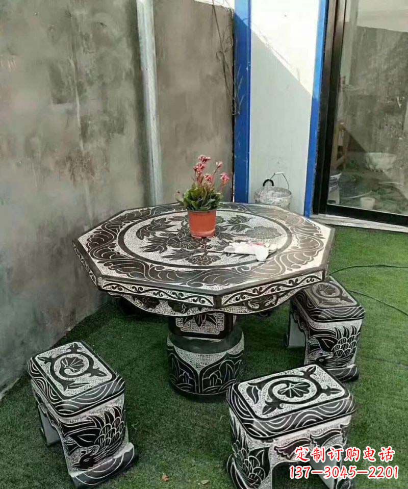 长春多边形石头桌凳雕塑
