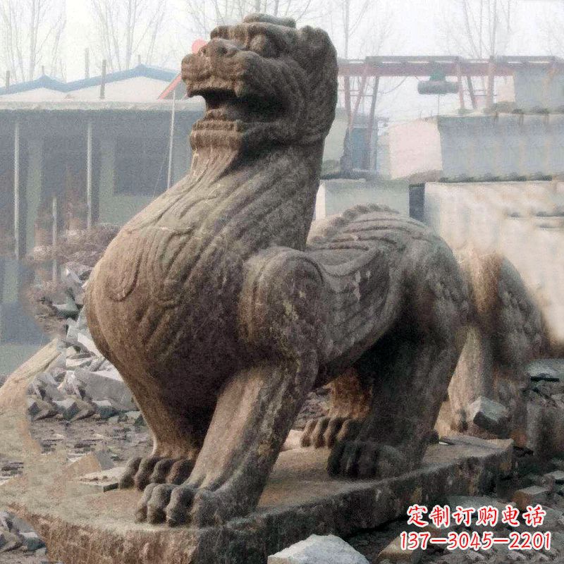 长春中领雕塑狴犴青石雕塑融入古代神话的历史文化风格