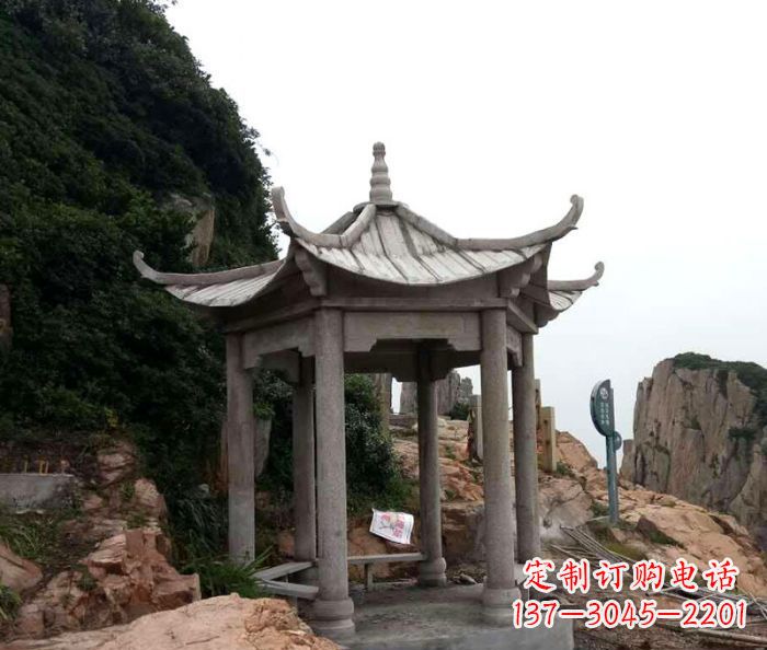 长春仿古六角凉亭石雕 (7)