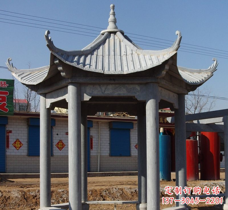 长春仿古六角凉亭石雕 (6)