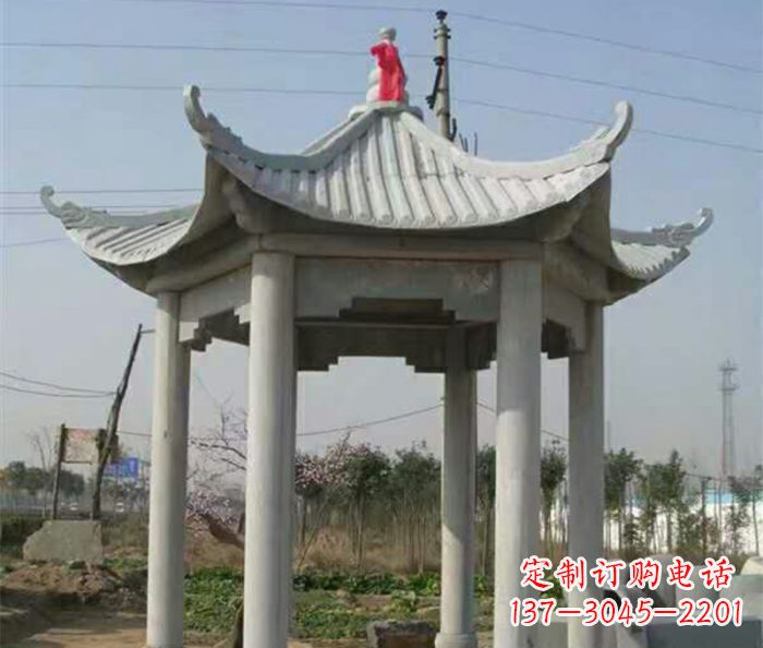 长春仿古六角凉亭石雕 (9)