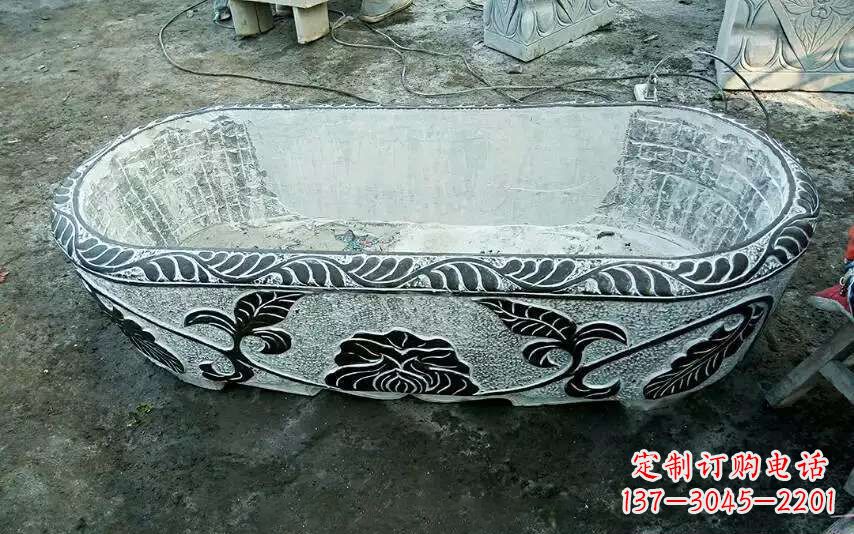 长春风格独特的仿古石头水缸雕塑