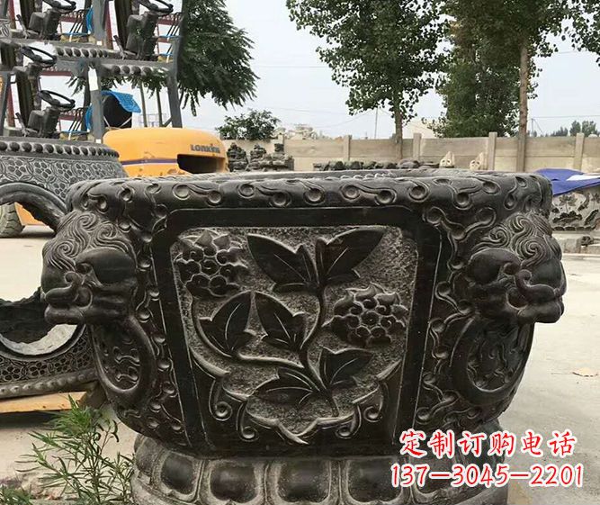 长春仿古招财石雕水缸