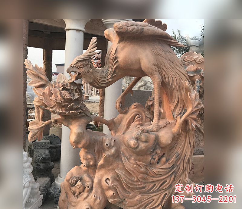 长春凤凰牡丹石雕