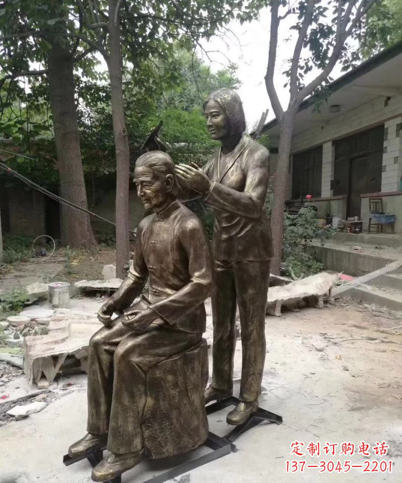 长春产品名称纪念母亲的梳头人物铜雕