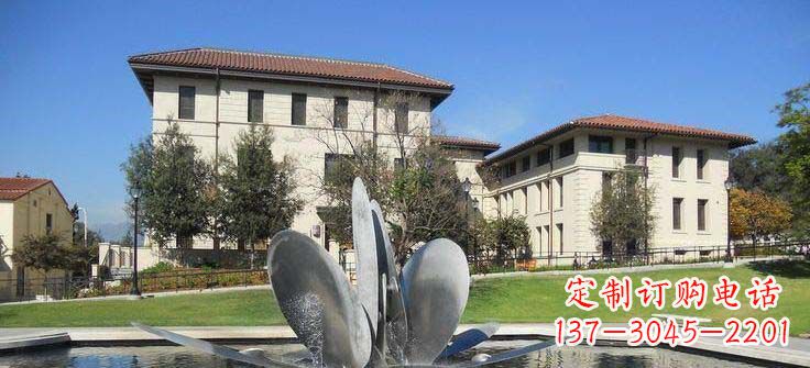 长春抽象花朵不锈钢喷泉雕塑