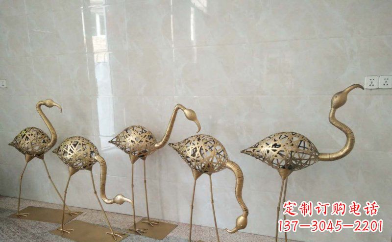 长春不锈钢抽象火烈鸟动物雕塑