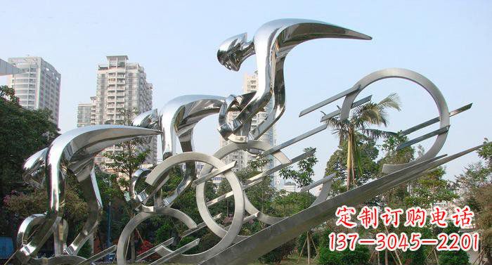 长春不锈钢自行车抽象雕塑