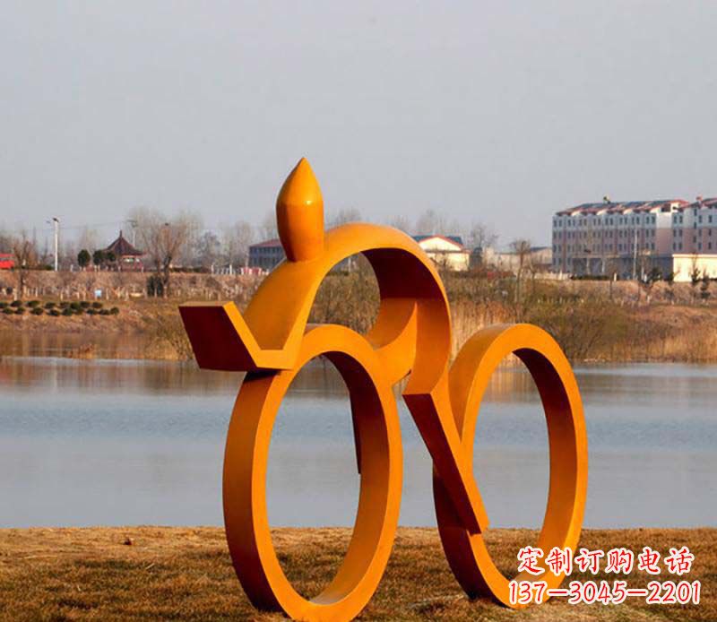 长春产品名称健康运动不锈钢骑自行车人物雕塑