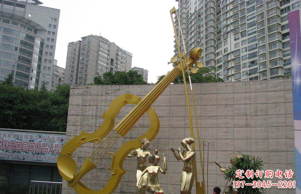 长春不锈钢演奏大提琴雕塑