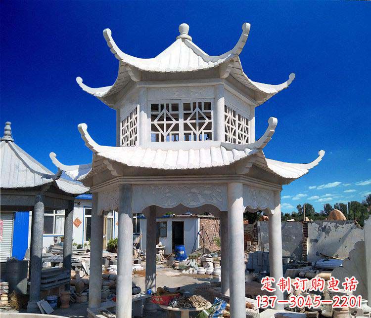 长春大理石双层凉亭雕塑