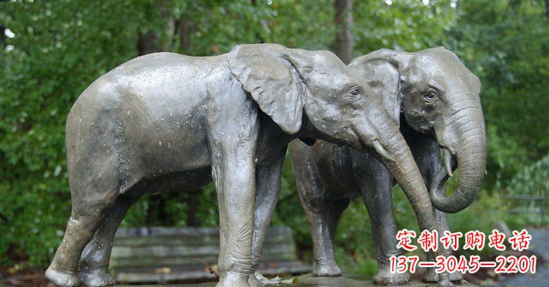 长春公园大象动物铜雕 (2)