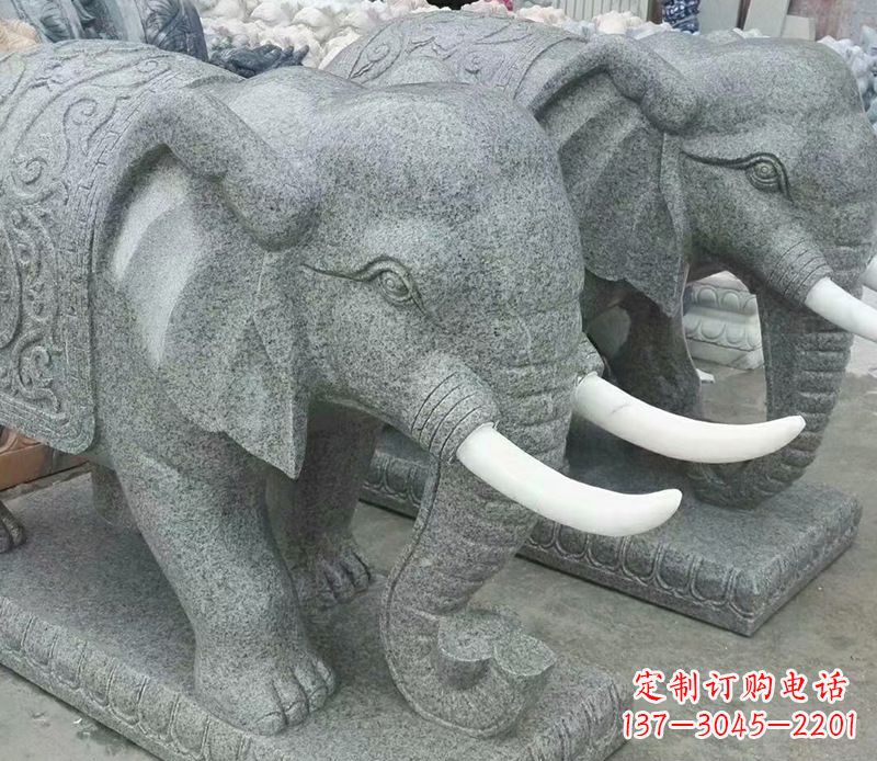 长春象征力量的大理石大象雕塑