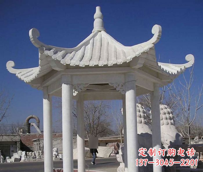 长春汉白玉凉亭石雕