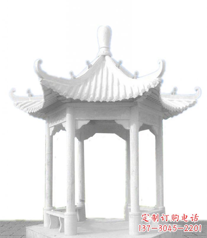 长春公园景观汉白玉石雕凉亭 (2)