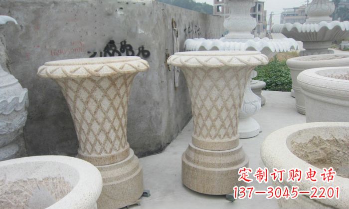 长春公园景观花篮式花盆石雕