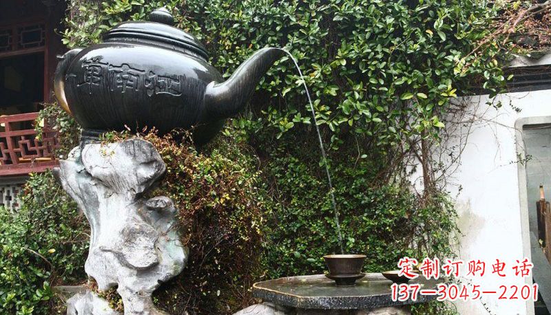 长春公园流水茶壶铜雕222