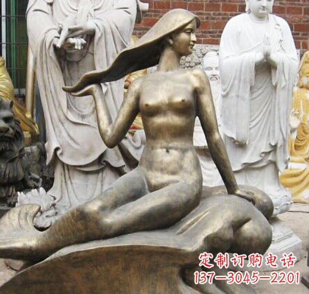 长春公园美人鱼景观铜雕 (3)