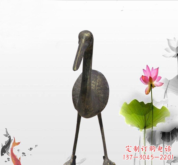 长春公园铜雕仙鹤动物雕塑