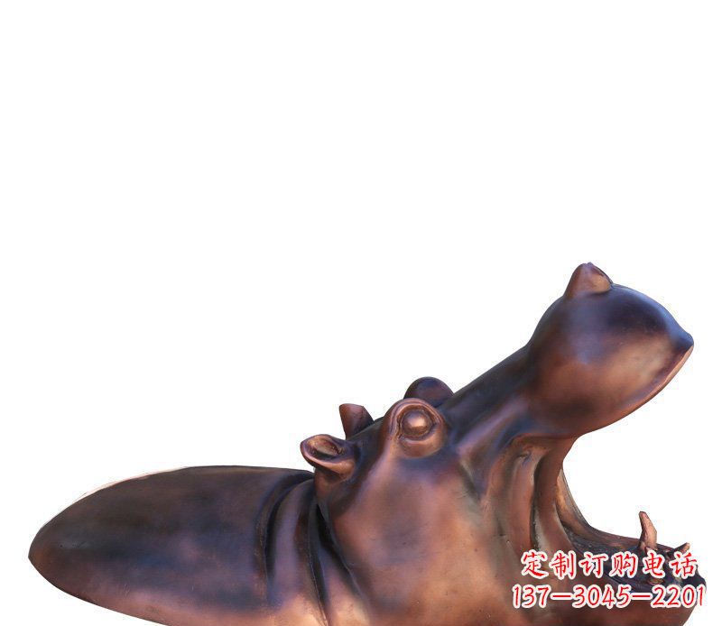 长春公园铜雕张嘴河马动物雕塑