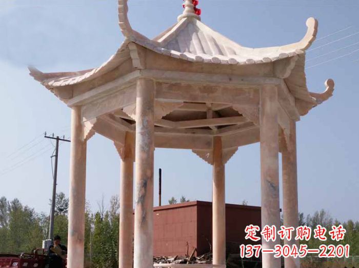 长春红六角凉亭雕塑