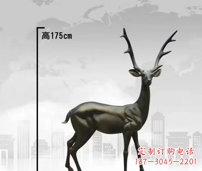 长春精致优雅的铜制公园小鹿雕塑