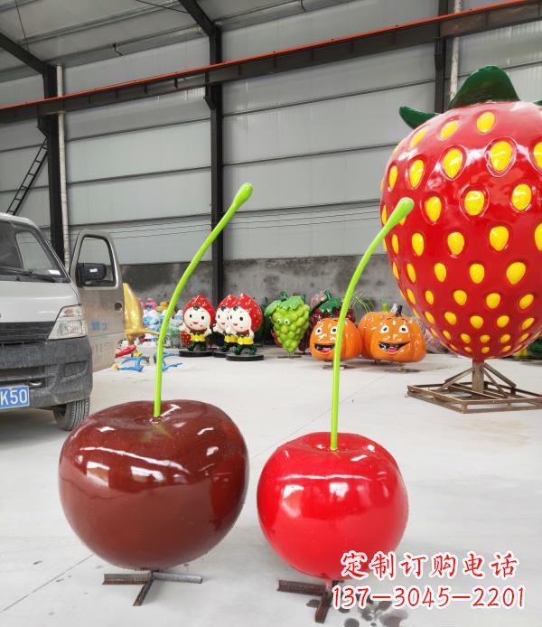 长春领雕塑玻璃钢仿真樱桃水果雕塑