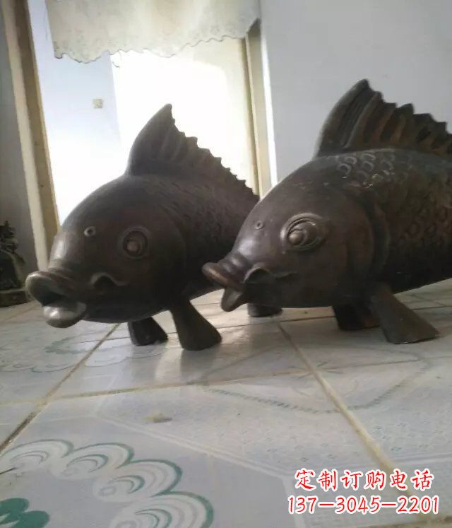 长春公园小鱼景观动物铜雕