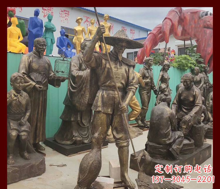 长春新中式鸬鹚铜雕塑