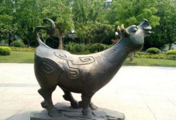 长春公园抽象牛动物铜雕 (3)