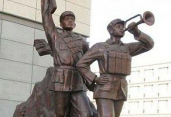 长春革命精神熠熠冲锋号铜雕
