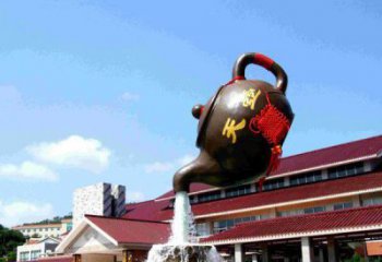 长春传统铜质茶壶雕塑