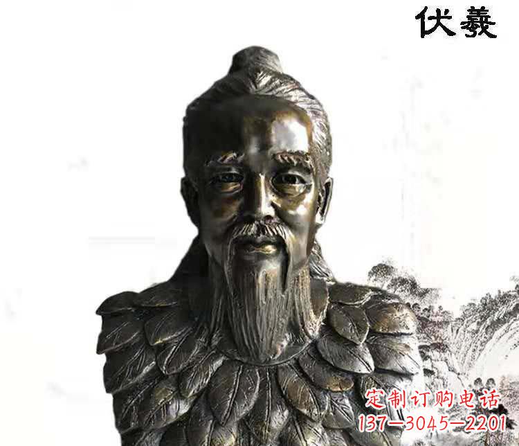 长春古代人物伏羲铜雕像