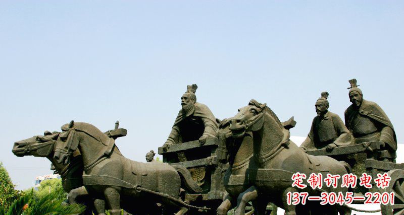 长春古代人物骑马车园林景观雕塑