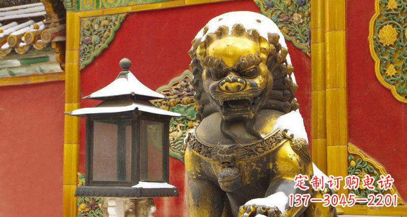 长春故宫黄铜北京狮子铜雕