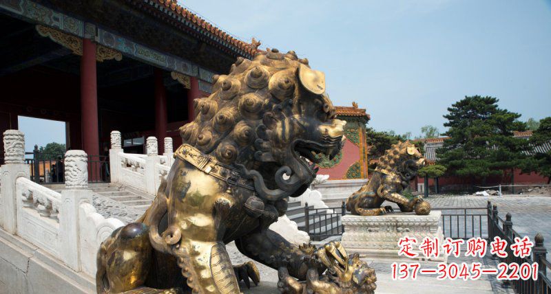 长春故宫黄铜狮子雕塑