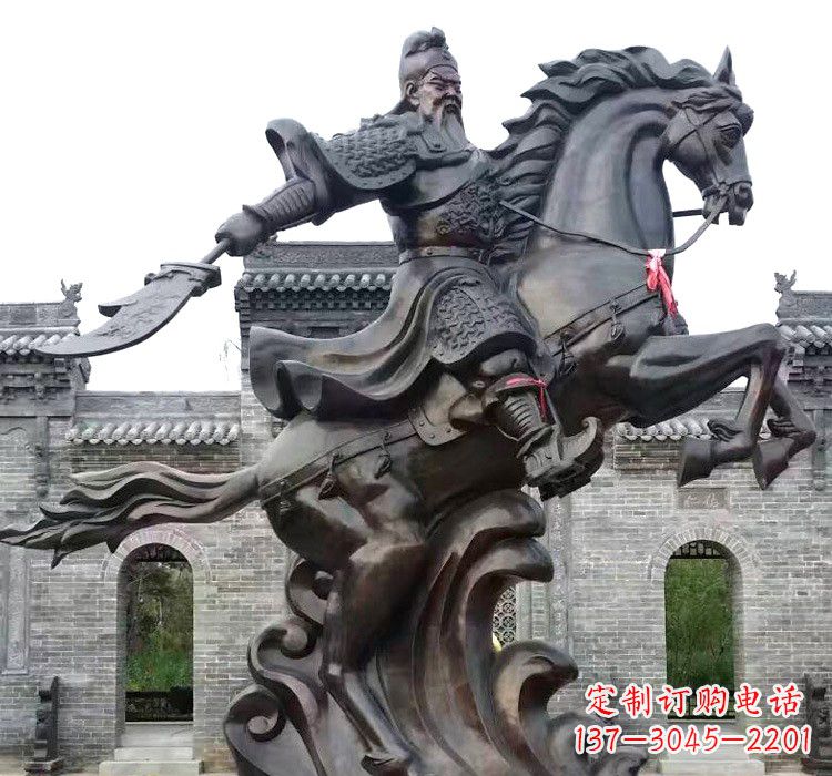 长春精致细腻的关公骑马雕塑